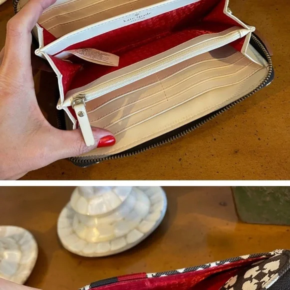 2 Pc Bundle Kate Spade Canvas along Zipper Wallet - Picture 7 of 7